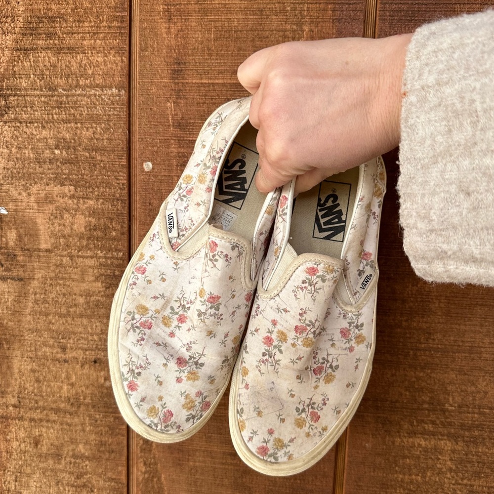 Floral slip on vans
